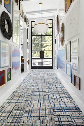 FLOR entryway area rug Savile Row shown in Cobalt