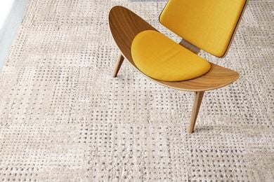FLOR On The Dot area rug shown in Bone/Silver
