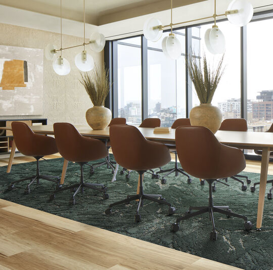 Lifestyle image of Zera in Pine, shown in conference room