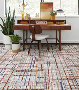 FLOR Savile Row rug shown in Berry