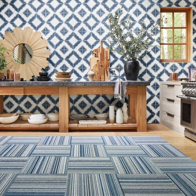 FLOR Thick And Thin area rug shown in Cobalt
