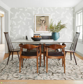 Dining room with FLOR Yucca Tree shown in Seafoam