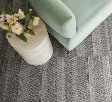 Detail of NEW FLOR One Liner area rug shown in Chalk/Mica