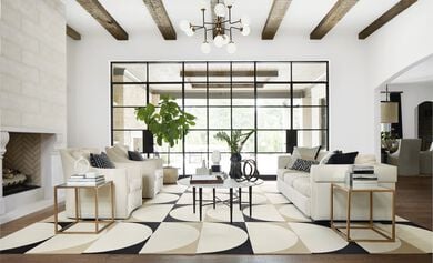 Living Room with Lunaire shown in Bone