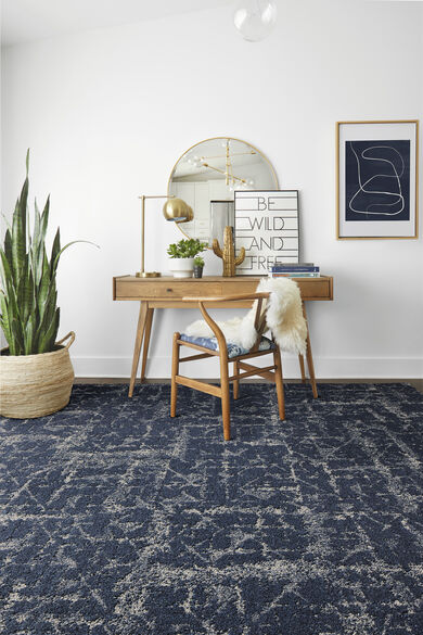 NEW FLOR Seeing Stars area rug shown in Baltic