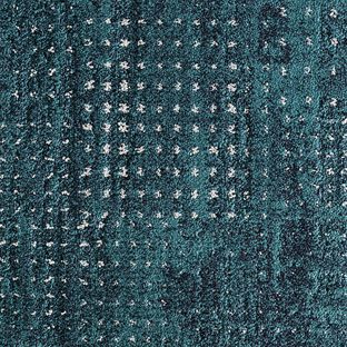Carpet tile swatch of FLOR On The Dot shown in Turquoise/Silver