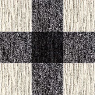 FLOR custom carpet featuring Made You Look in Black, Bone, and Mica