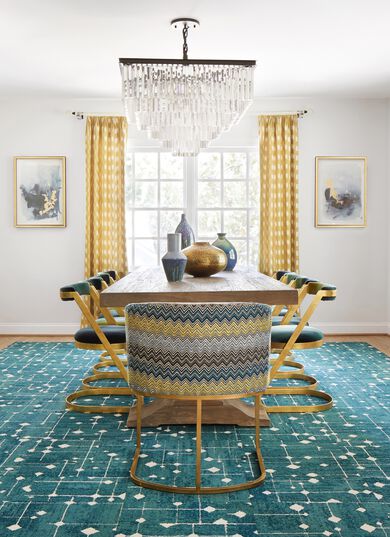 Dining Room table over Hollin Hills shown in Teal