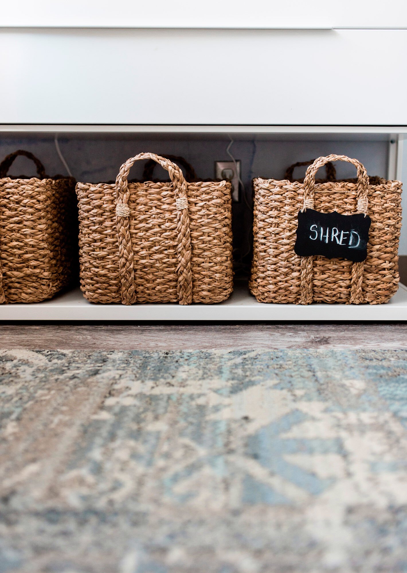 Detail view of home office with Highland Hills in Flannel Blue