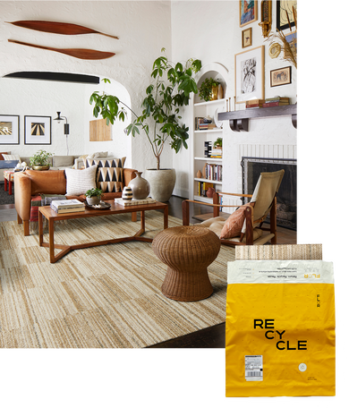 FLOR Hemisphere shown in Tan with Recycle bag