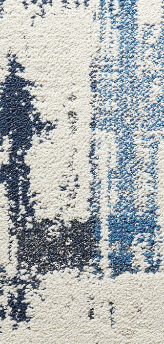 Close view of blue FLOR tiles