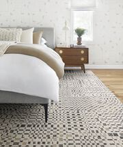 FLOR On The Square bedroom area rug shown in Eggnog