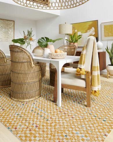 Check It Out area rug shown in Marigold