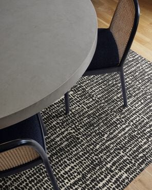 Why FLOR page, showing a lifestyle image of Connect The Dots shown in Flint/Pearl