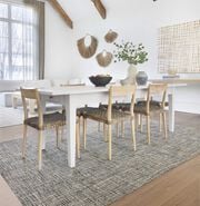 FLOR London Twill dining room rug shown in Flint/Pearl