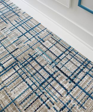 FLOR Savile Row carpet tile shown in Cobalt