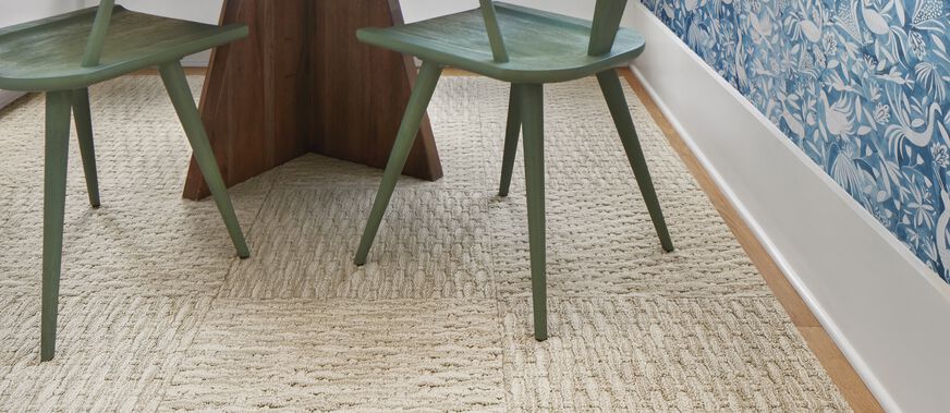 FLOR Hemline area rug shown in Cocoa