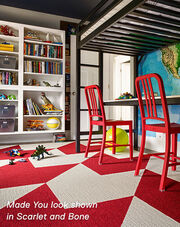 Playroom with FLOR Made You Look shown in Scarlet and Bone