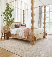 Bedroom with FLOR area rug Vintage Vibe shown in Cream