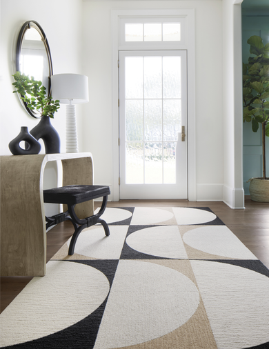 Foyer with FLOR Signature Rug Lunaire shown in Bone