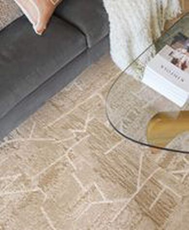 Detail shot showing NEW – FLOR Terrain area rug in Pearl