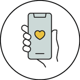 Hand holding phone icon