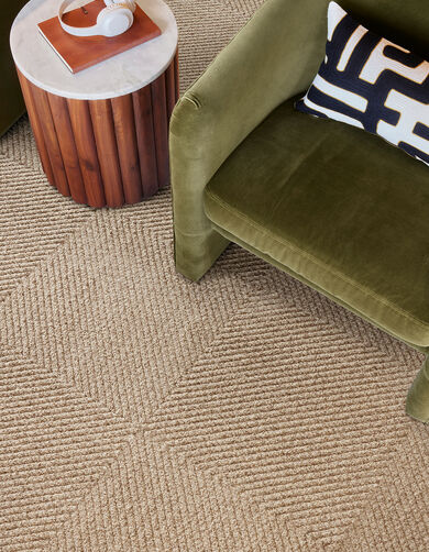 Chair with FLOR Hit The Road shown in Jute