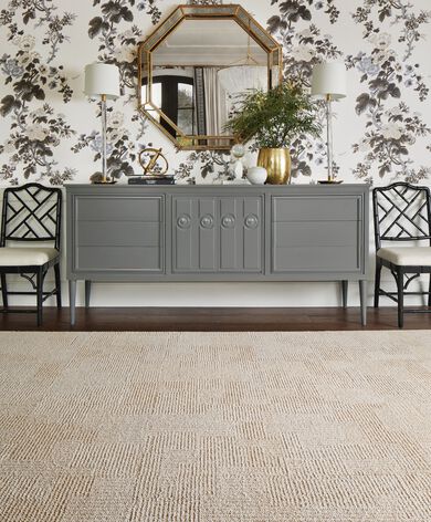 FLOR Finer Things dining room area rug in Cream