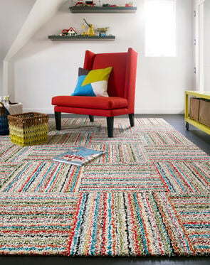 Thursday Daisies - Tulip: Striped Area Rugs & Carpet Tiles by FLOR