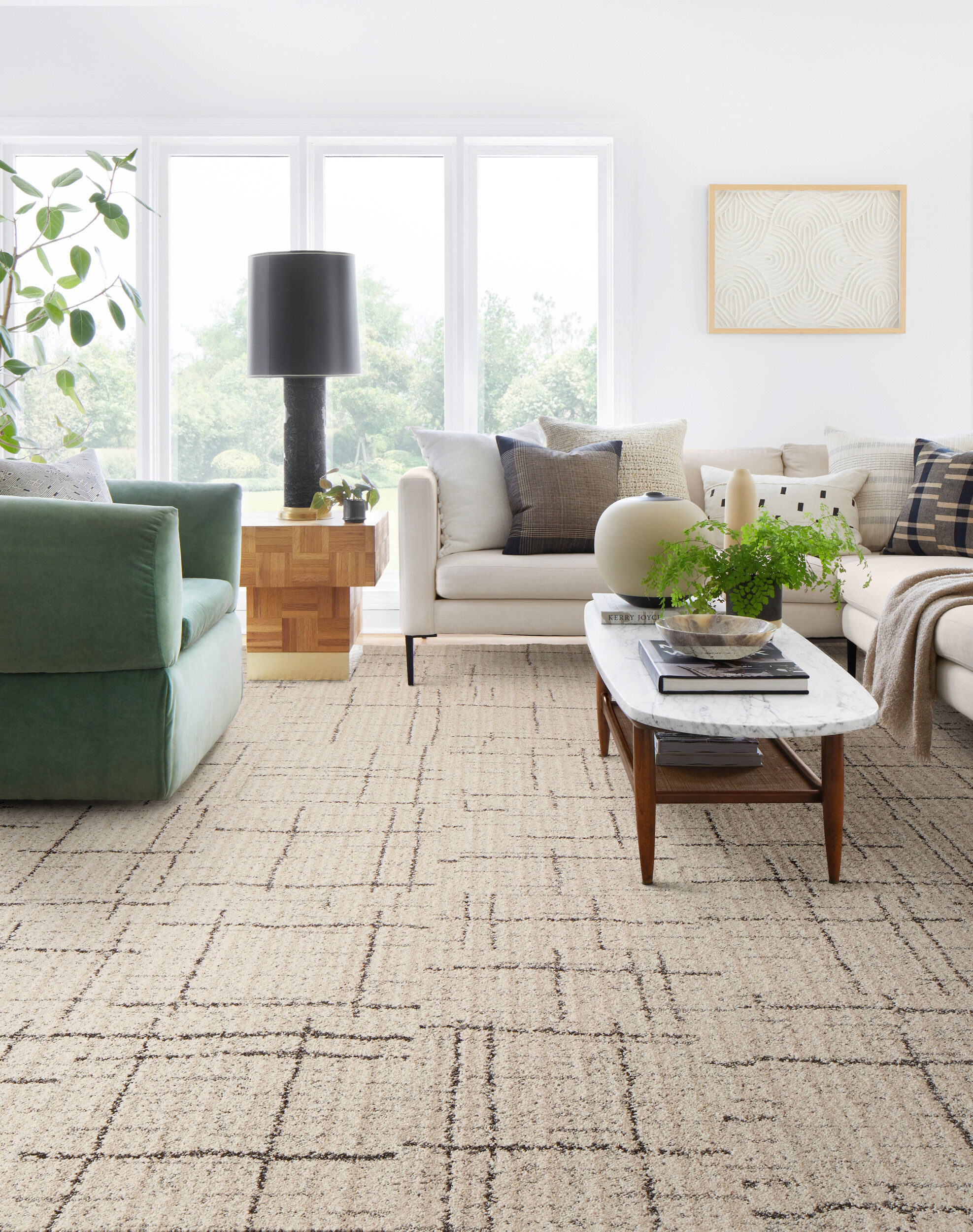 Carry A Torch - Cream: Patterned Area Rugs & Carpet Tiles by FLOR