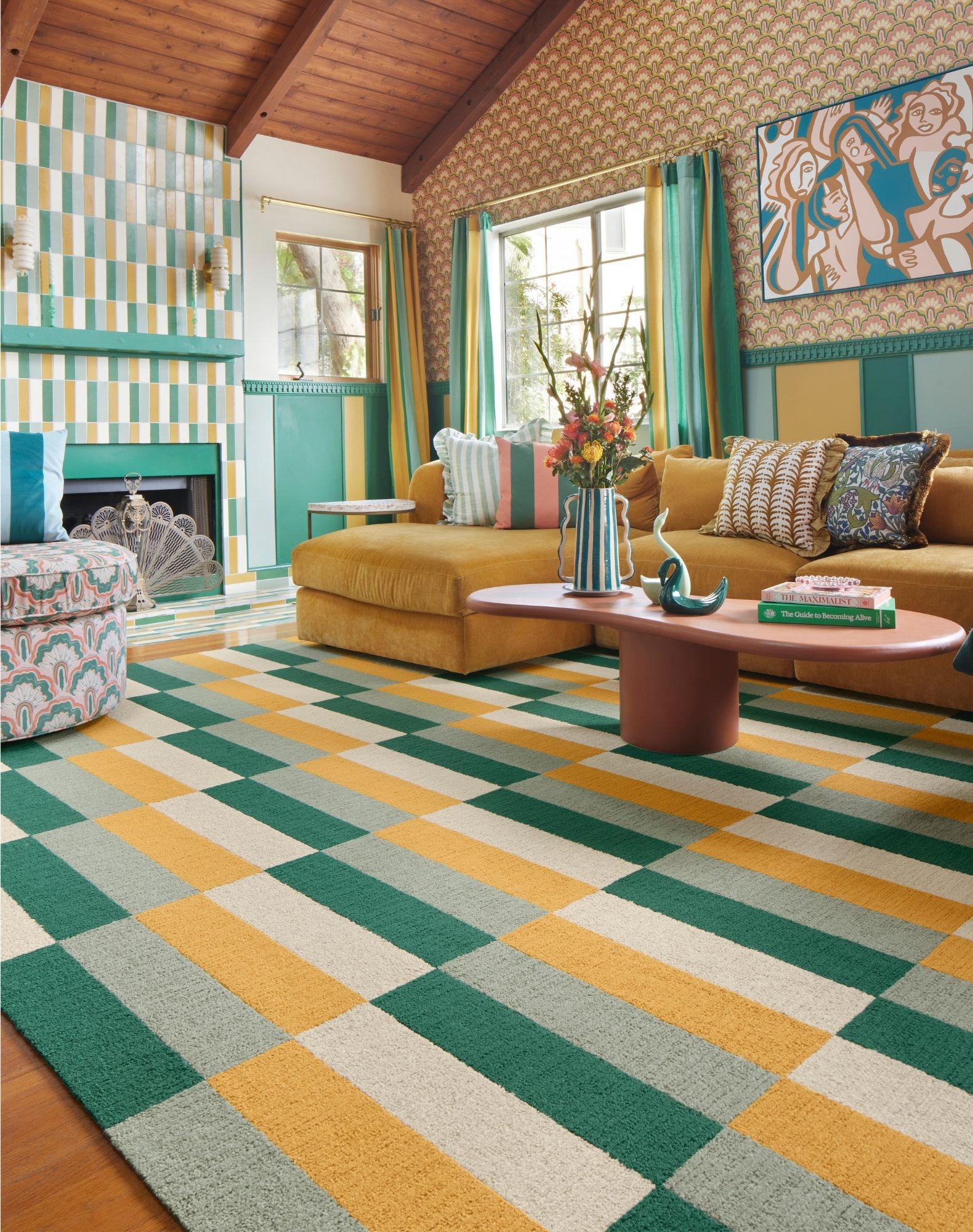 Flower Floor Mat Rainbow × Ecru beige s-l400.jpg