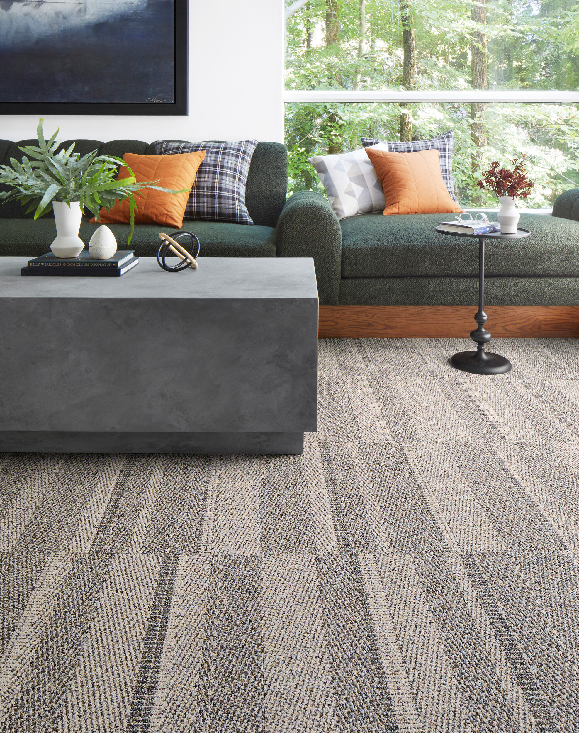 One Liner - Pearl / Fieldstone: Striped Area Rugs & Carpet Tiles