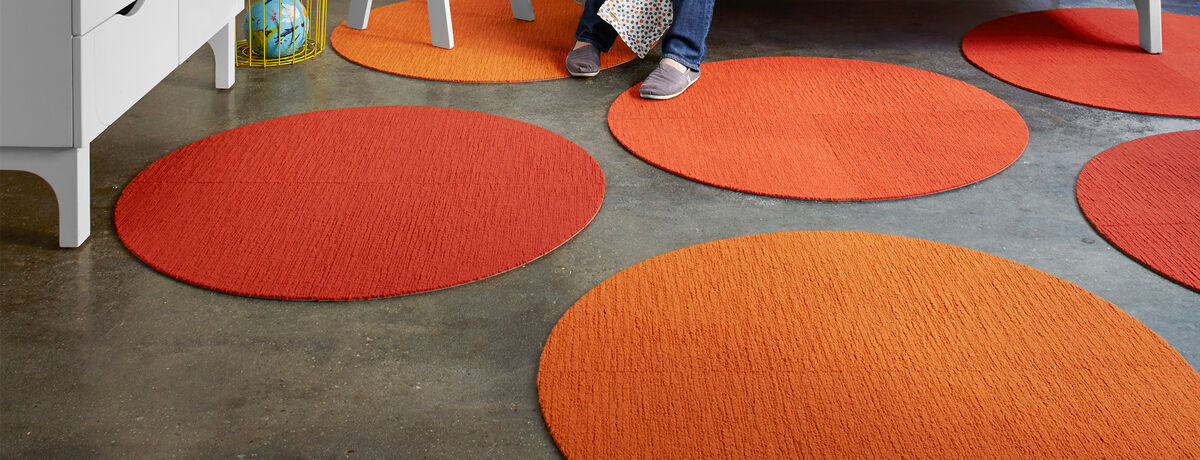 Made You Look Round Rug - Orange - 3.25 Diameter: FLOR Signature Area Rugs  by FLOR