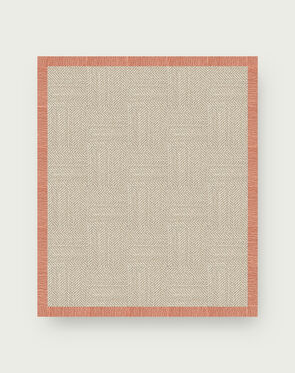 Suit Yourself Quarter Border - Linen / Coral - 9x11