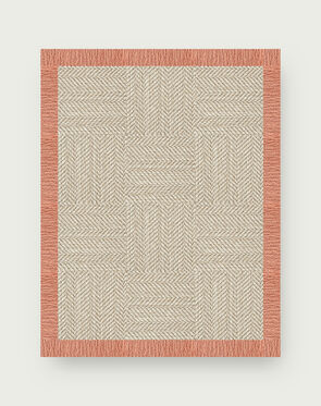 Suit Yourself Quarter Border - Linen / Coral - 6x7