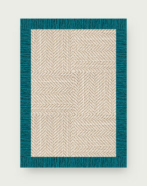 Suit Yourself Quarter Border - Linen / Turquoise - 4x6