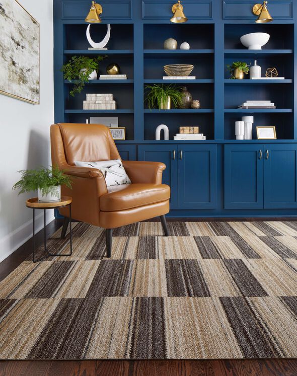 Stratosphere Tan Striped Area Rugs & Carpet Tiles by FLOR
