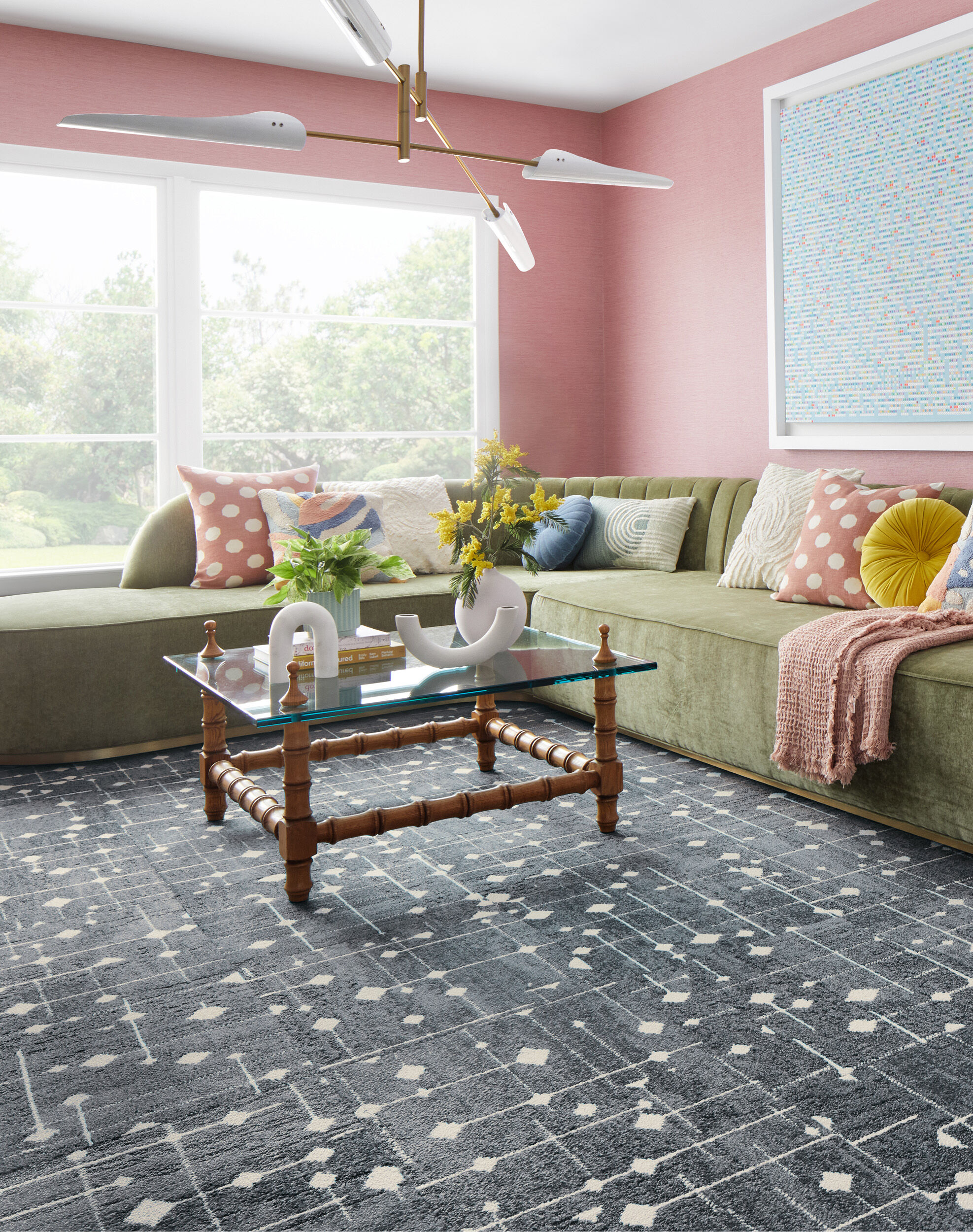 Hollin Hills - Dusty Blue: Patterned Area Rugs & Carpet Tiles by FLOR