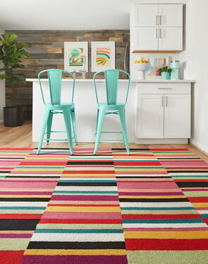Parallel Reality - Pink: Striped Area Rugs & Carpet Tiles by FLOR