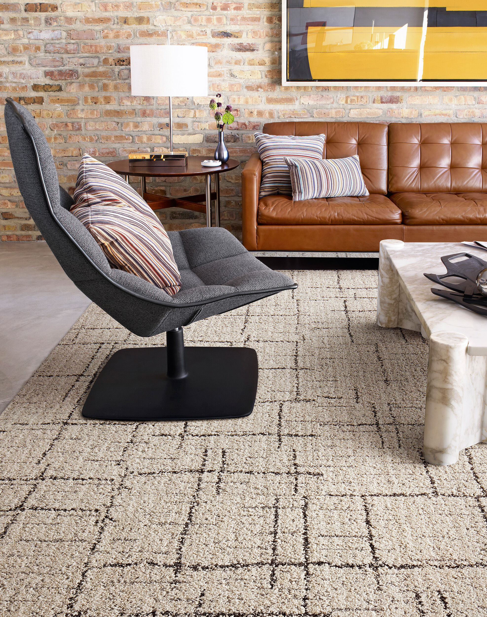 Carry A Torch - Cream: Patterned Area Rugs & Carpet Tiles by FLOR