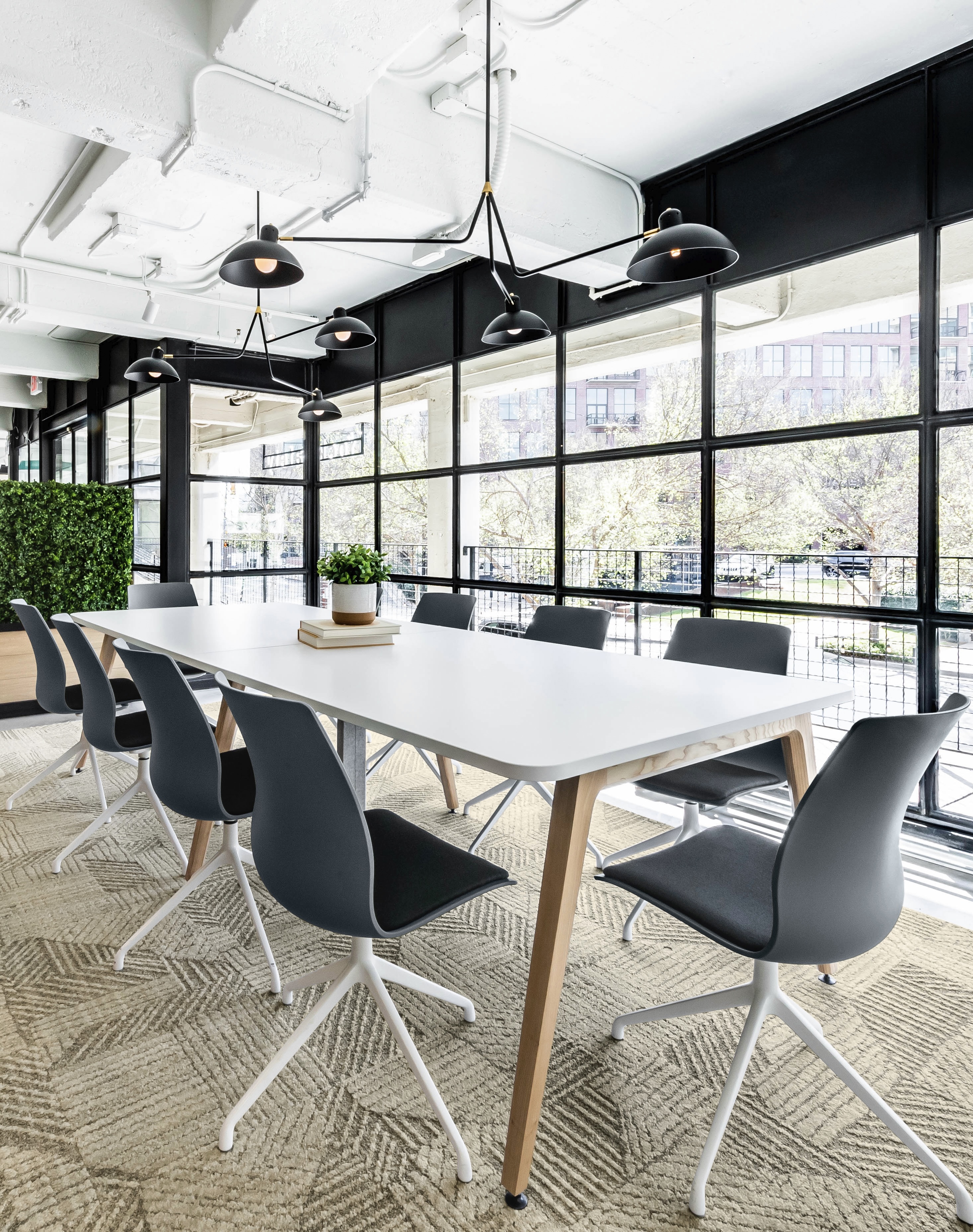 FLOR commercial office image, featuring Hard lines in loam