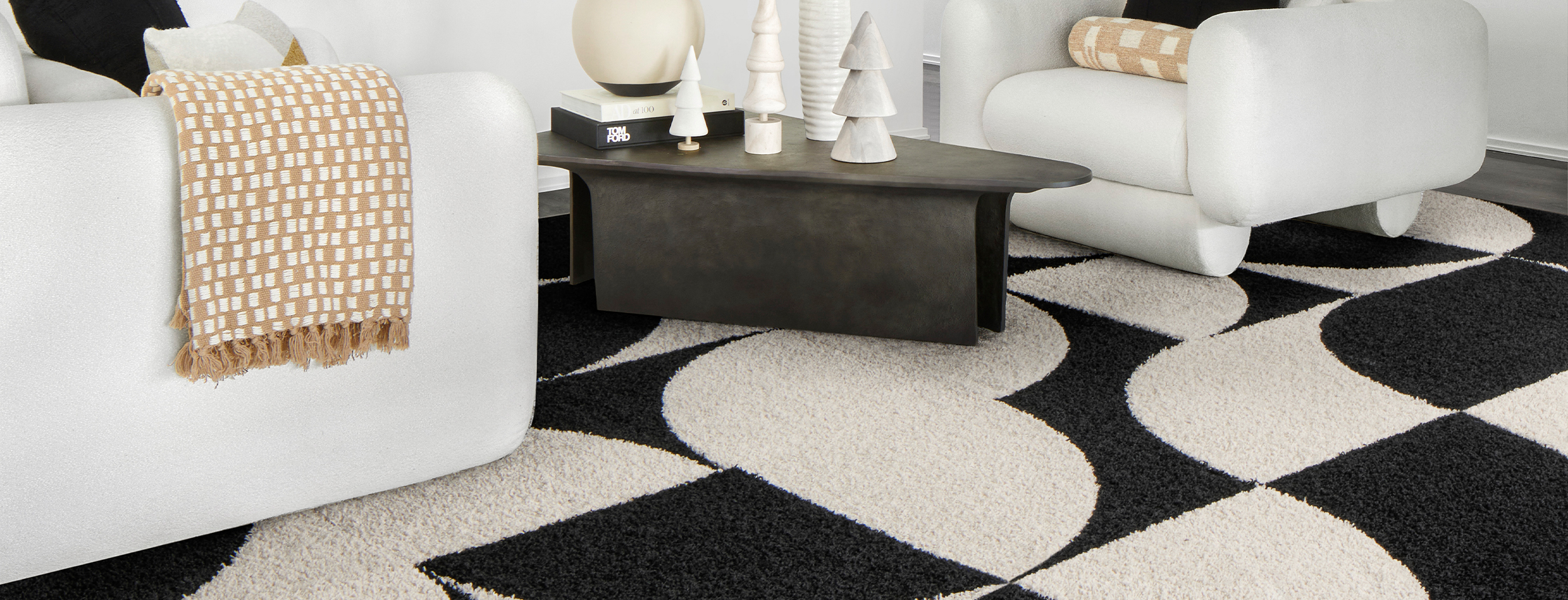 First Come, First Curve Black 8x10 FLOR Signature Area Rugs by FLOR