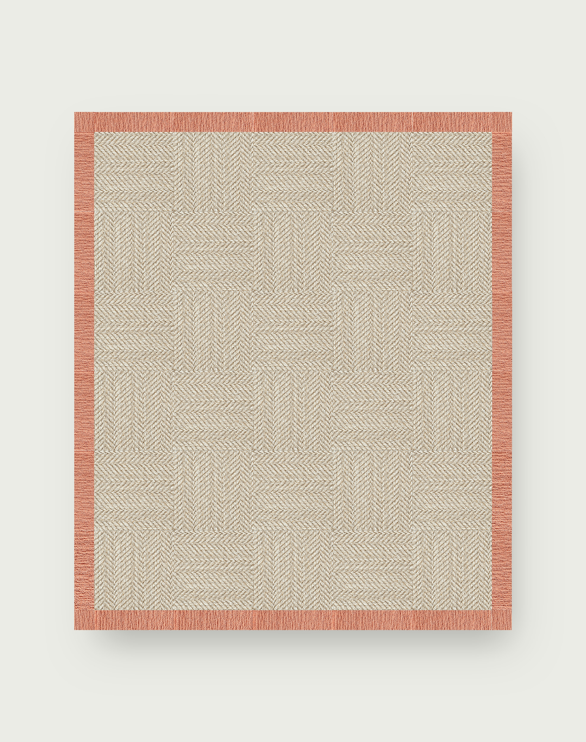 Suit Yourself Quarter Border - Linen / Coral - 9x11