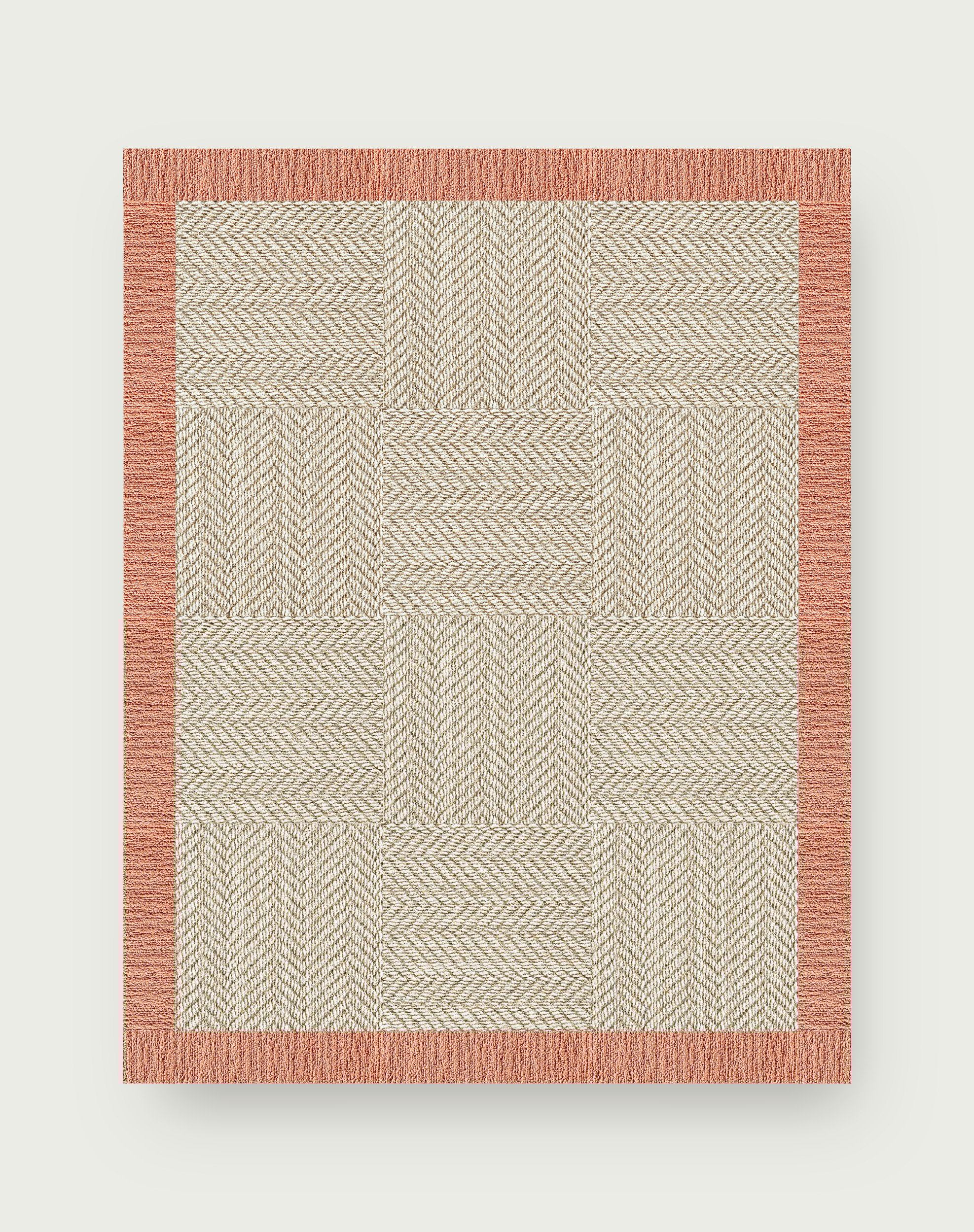 Suit Yourself Quarter Border - Linen / Coral - 6x7