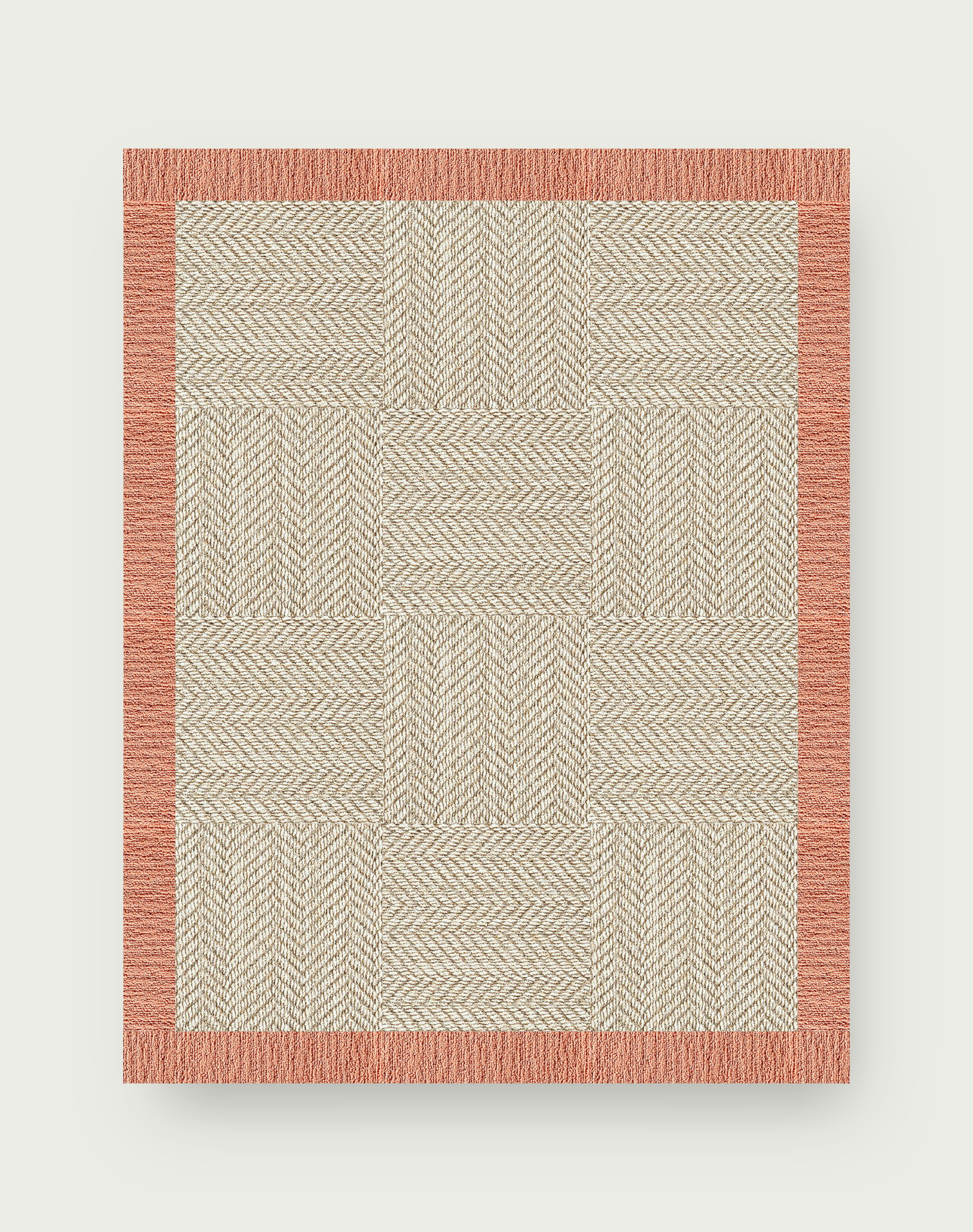 Suit Yourself Quarter Border - Linen / Coral - 6x7