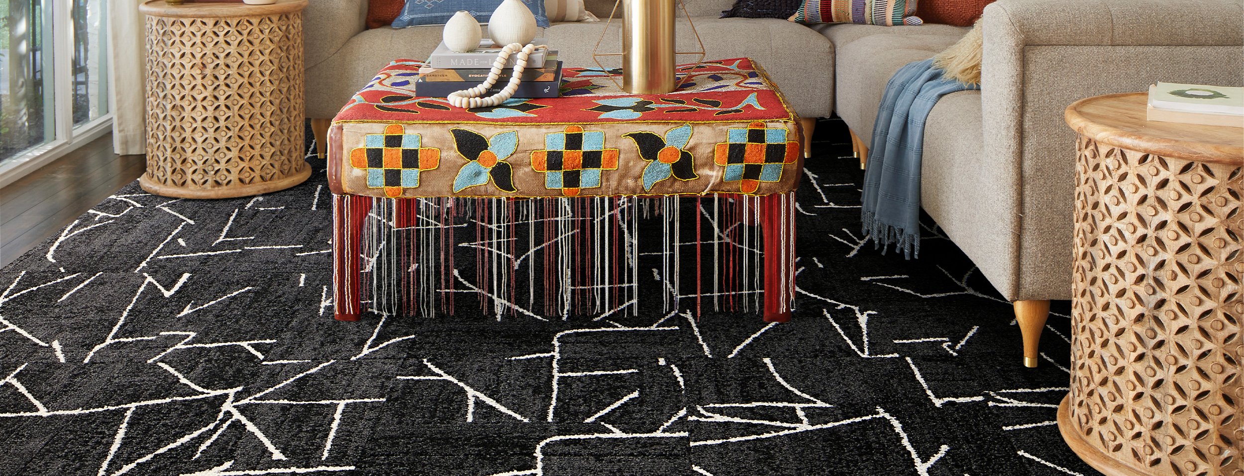 Terrain Black Patterned Area Rugs Carpet Tiles by FLOR